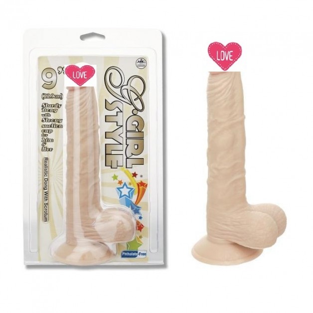 Girl Style 23 Cm Damarlı Testisli Dildo Girl Style 23 Cm Damarlı Testisli Dildo