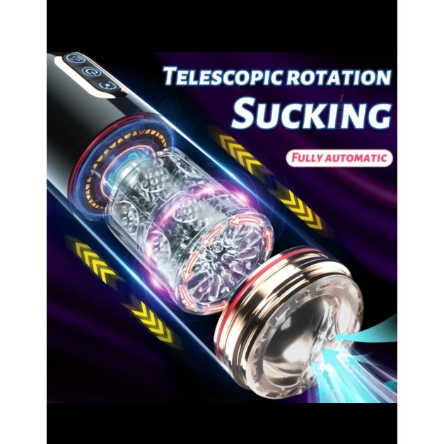Otomatik Rotasyonlu Teleskopik Ses Özelliği Mastürbatör Son Teknolojik Hareketli Vajina