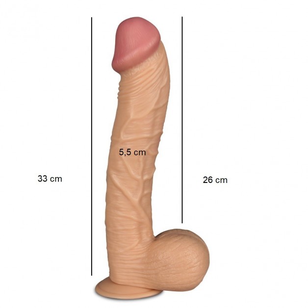 Büyük Kalın Damarlı 33 Cm Realistik Dokuda Dildo