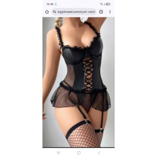 Siyah Jartiyer Erotik Kostüm