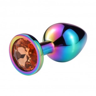 Gökkuşağı Renkli Taşlı Metal Anal Plug Gökkuşağı Renkli Taşlı Metal Anal Plug