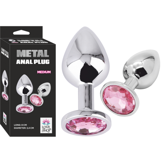 Gümüş Renkli Metal Taşlı Anal Plug Tıkaç