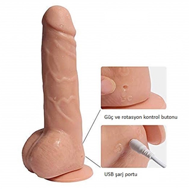 19 CM Gerçek Et Dokulu Rotasyonlu Dildo 19 CM Gerçek Et Dokulu Rotasyonlu Dildo