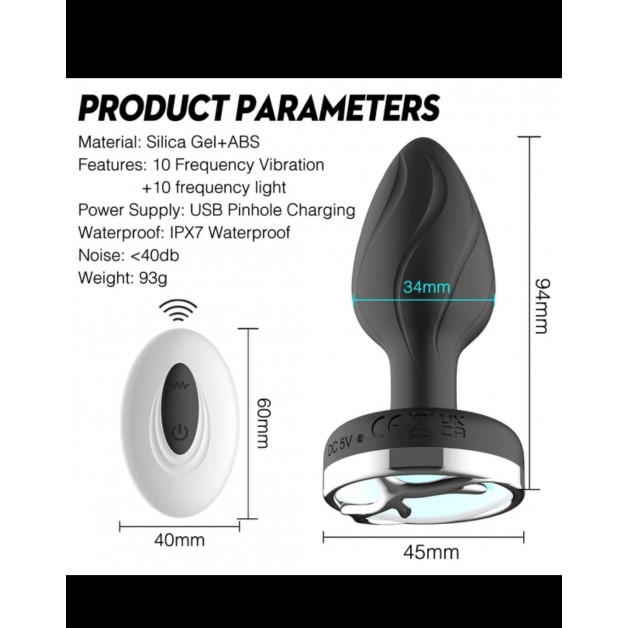 Usb Sarzlı Uzaktan Kumandalı Son Çıkan Avrupa Led Işıklı Anal Plug