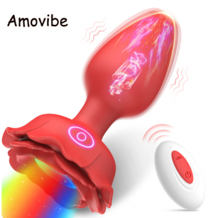 Gül Desenli Işıklı Titreşimli Anal Plug Gül Desenli Işıklı Titreşimli Anal Plug